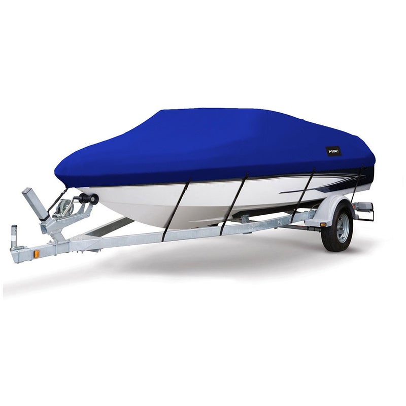 MSC Heavy Duty Oxford Ployester Made Trailerable Boat Cover,Fits V-Hull,Tri-Hull, Runabout Boat Cover (Model B - Length:14'-16' Beam Width: up to 90", Pacific Blue) - Image 1